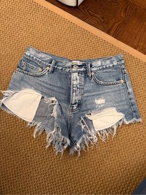 We The Free Light Blue Distressed Denim Cutoff Shorts